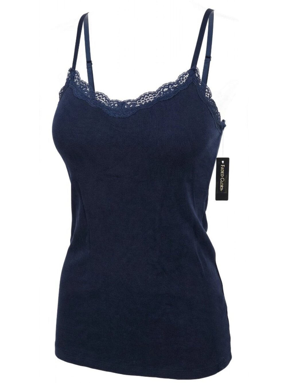 Faded Glory Women's Tank Top XL Navy Blue Lace Trim Cami NWT ITEM 2485